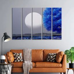 999Store Printed Blue MDF 5 Panels Wall Art-46