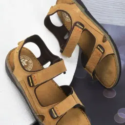 Woodland Men's Camel Floater Sandals-image-15