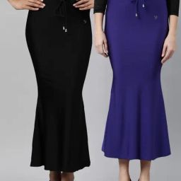 TWIN BIRDS Black & Blue Plain Saree Shapewear - Pack Of 2-image-84