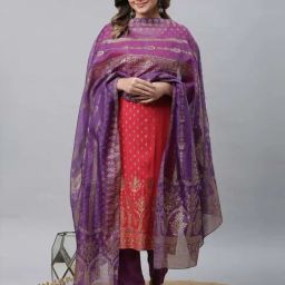 Aurelia Purple Cotton Printed Dupatta-picture-46