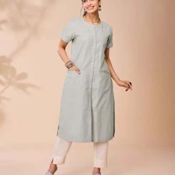 Daali Grey Linen Regular Fit Kurta-25