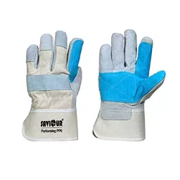 Saviour Leather Cut Resistant Gloves White and Blue Color, Standard Size, EN388‐3232 (Pack of 1 Pair)-picture-18