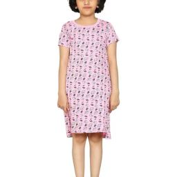 Kiddopanti Kids Baby Pink Printed Night Dress-image-46