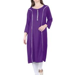 PATRORNA Purple Regular Fit Kurta-image-11