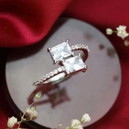 Aatmana Silver-Plated CZ Studded Solitaire Adjustable Ring for Women-32
