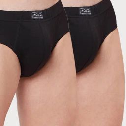 Zoiro Black Cotton Regular Fit Briefs - Pack Of 2-image-6