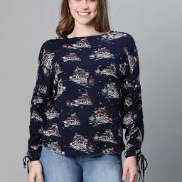 Oxolloxo Navy Printed Top-image-46