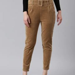 SHOWOFF Khaki Cotton Slim Fit Mid Rise Trousers-picture-5
