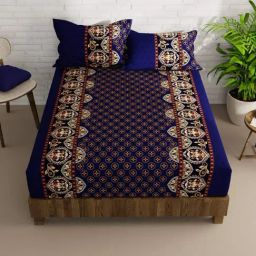 Bianca KOPA Extra Smooth Floral Indigo 152 TC Microfibre Double Bedsheet with 2 Pillow Covers-picture-29