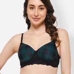 Clovia Green Chequered T-Shirt Bra-image-42