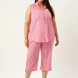 theRebelinme Plus Size Printed Cotton Shirt with Capris-picture-14