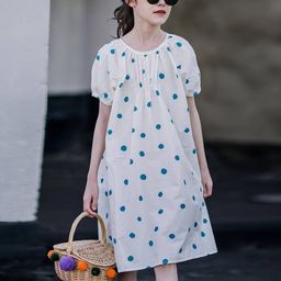 INCLUD Girls Polka Dot Print Puff Sleeve A-Line Dress-image-80