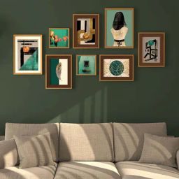 Art Street Young Lady Mister Pat Hat Multicolor Wood Framed Wall Painting - Set of 8-36