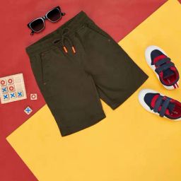Pantaloons Junior Olive Cotton Regular Fit Shorts-image-8