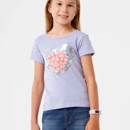 Kate & Oscar Kids Lavender Cotton Embellished T-Shirt-image-71