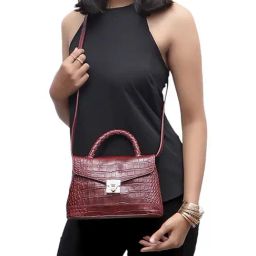 Hidesign Epocca 03 Red Textured Leather Handbag-45