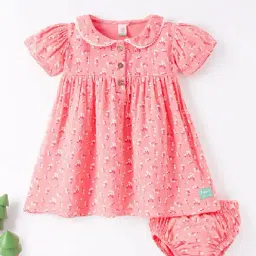 Ed-a-Mamma Baby Pink Floral Print Dress-picture-1