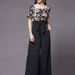Miss Chase Black Floral Print Jumpsuit-image-76