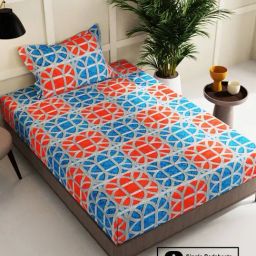 Bianca KOPA Extra Smooth Geometric Multicolor 152 TC Microfiber Single Bedsheet with Pillow Cover-image-14