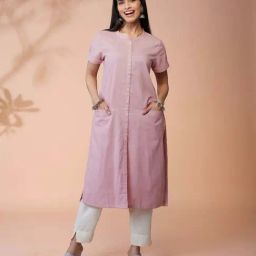 Daali Pink Linen Regular Fit Kurta-picture-6