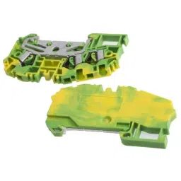 RS PRO Earth Terminal Block Green & Yellow 2.5 mm² Single-Level Spring Clamp Termination, 7637426-29