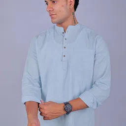 BLUEBIRD Mandarin Collar Pure Cotton Kurta-picture-35