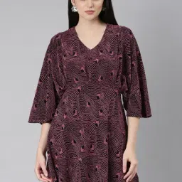 SHOWOFF Pink Knitted Regular Fit A Line Dress-image-28