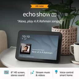 Amazon Echo Show 8 (2nd Gen) Smart Bluetooth Speaker with Alexa, 8inch HD screen Stereo Sound, Black image 2