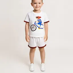 Kids printed Cool Pup T-shirts shorts set-3