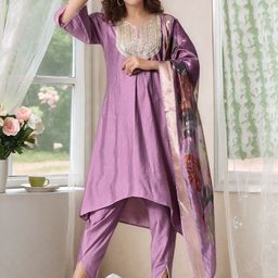 KALINI Women Solid A-Line Kurta with Dhoti Pants & Dupatta-picture-40