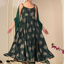 Indi INSIDE Women Ethnic Motifs Printed Empire Gotta Patti Kurta with Trousers & With Dupatta-23