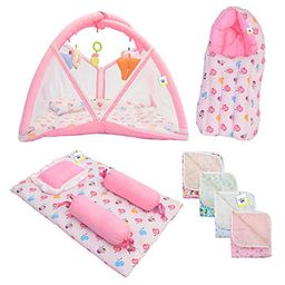 Toddylon Combo of Baby Mattress with Net Sleeping Bag - Pink-25