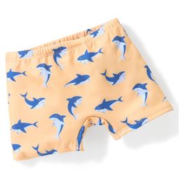 Babyhug Cotton Short Swimming Trunk Dolphin Printed - Orange-image-1