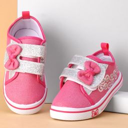 Cute Walk by Babyhug Casual Shoes With Velcro Closure and Bow  Applique - Pink-image-12