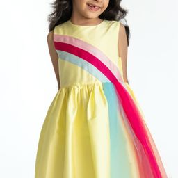 A Little Fable Sleeveless Rainbow Fun Detailed Dress - Yellow-image-37