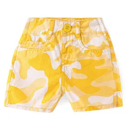 Babyhug Twill Woven Mid Thigh Length With Stretch Shorts Camouflage Print - Yellow-picture-3