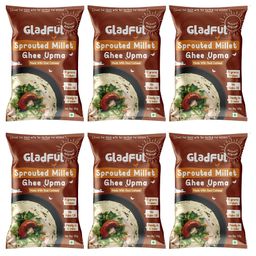 Gladful High Protein Instant Upma Mix Made with Sprouted Millet, Ghee & Cashew Suji/Rawa 60 g Each - Pack of 6-image-14