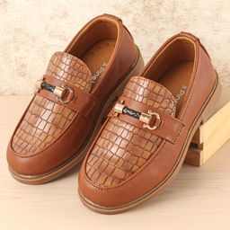 Pine Kids Slip On Party Wear Loafers - Brown-image-14