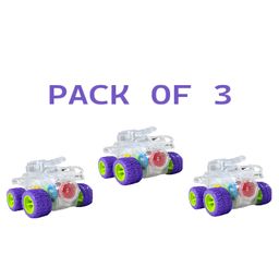NEGOCIO Transparent Mini Tank Vehicle Light & 360 Degree Rotation Gear Simulation Mechanical Toy for Kids Boys Girls Birthday Christmas Gift PACK OF 3 - COLOR MAY VARY-picture-46