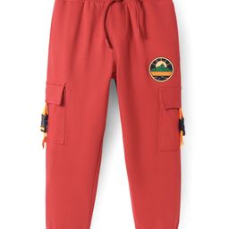 Pine Kids Cotton Knit Full Length Lounge Pants With Mountain Print - Dark Red-image-50