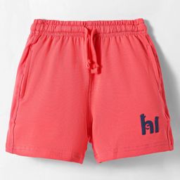 Doreme Terry Knit Knee Length Shorts With Hi Print - Coral-image-30