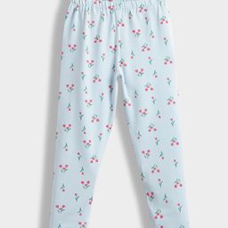 Orange Sugar Cotton Lycra Knit Tulips Printed Stretchable Leggings - Sky Blue-image-28
