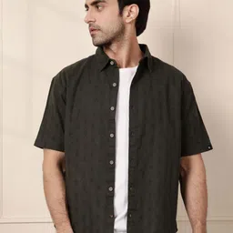 WROGN Men Comfort Fit Spread Collar Textured Cotton Casual Shirt-image-37