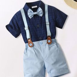 FOREVER FRIDAY Boys Checked Shirt Collar Shirt With Shorts-image-72