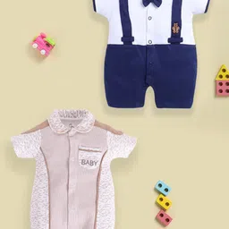 BABY GO Infant Boys Pack Of 2 Printed Pure Cotton Rompers-picture-22