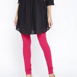 AURELIA Women Magenta Solid Churidar Leggings-image-93