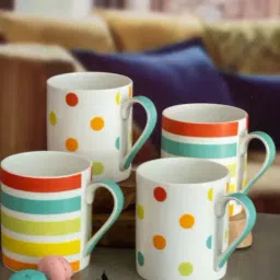 Goodhomes Multicolor Bone china 7.4 cm Mug - Set of 4-30