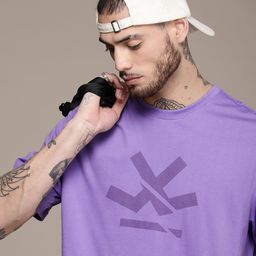 WROGN Brand Logo Printed Drop-Shoulder Sleeves Oversized T-shirt-image-92