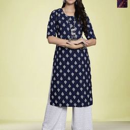 Moda Rapido Selection Of 2 Ethnic Motifs Printed Round Neck Straight Kurtas-33