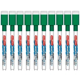 Soni Office Mate Fine Tip Whiteboard Marker with Duster Cap 2.5 mm Bullet Tip Green Color for Schools & Offices (Pack of 10)-image-79